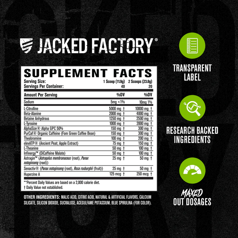 JACKED FACTORY NITRO SURGE MAX PRE-WORKOUT 40 SERVINGS - Image 2